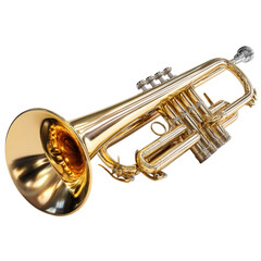 Obraz premium Golden trumpet on transparent background for music themed projects