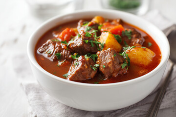 Fototapeta premium Pork soup with vegetabkes