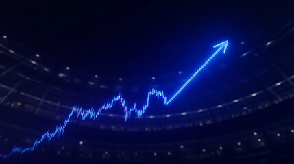 Ascending Graph: A vibrant graph displaying an upward trend, with an arrow overlayed, highlighting the dynamics of growth, progress, and accomplishment.