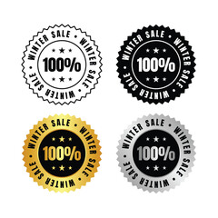 100 percent  collection of winter promotion designs in black gold and silver on a white background