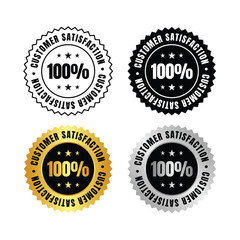 100 percent  four customer satisfaction seals in black gold and silver with a hundred rating displayed clearly