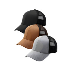 Set of Trucker Caps in Black, Brown, and Grey - Stylish and Comfortable