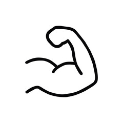 Illustration of a muscular arm, symbolizing strength, fitness, and determination in a simple design