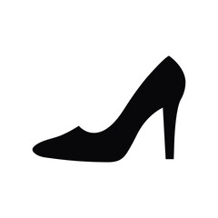Vector art of elegant black high heel shoe silhouette, a timeless symbol of feminine fashion and sophistication