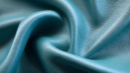 Naklejka premium Close up shot of folded turquoise leather with a textured surface detail