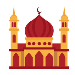 Beautiful Mosque Illustration With Domes And Minarets For Ramadan Kareem, Eid Mubarak Celebration, And Islamic Architecture Design