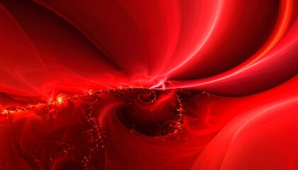 Abstract fractal design in fiery red hues, creating dynamic curves and intricate patterns, suggesting energy and movement