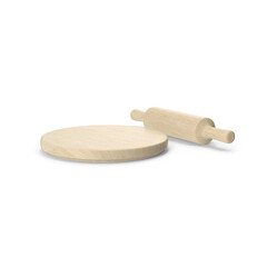 rolling pin with round board isolated on transparent background, PNG