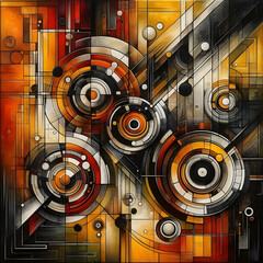 Intricate gears and vibrant patterns weave together in a mesmerizing symphony of abstract mechanical artistry.