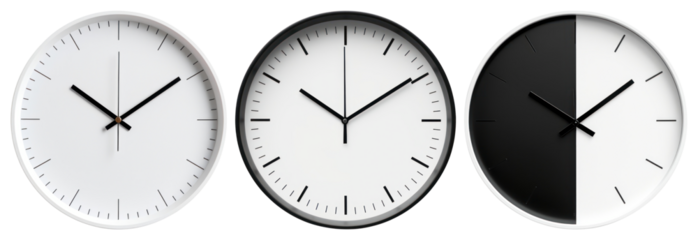 PNG Minimalist wall clocks design, element set on transparent background