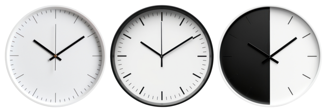 PNG Minimalist wall clocks design, element set on transparent background