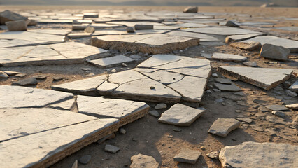 Old stone steps of ancient Roman amphitheatre in Pompeii
