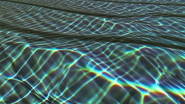 Abstract water caustics with bright light reflections and swimming pool ripples background texture