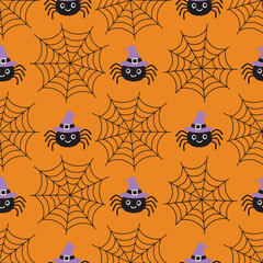 halloween cute spider seamless pattern