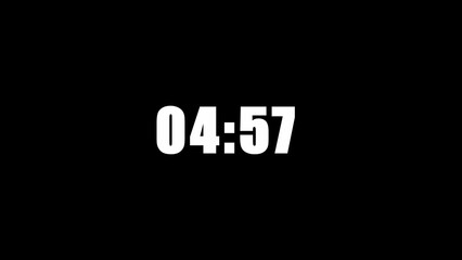Digital timer displaying 04:57 in white text on a black background countdown clock