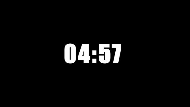 Digital timer displaying 04:57 in white text on a black background countdown clock