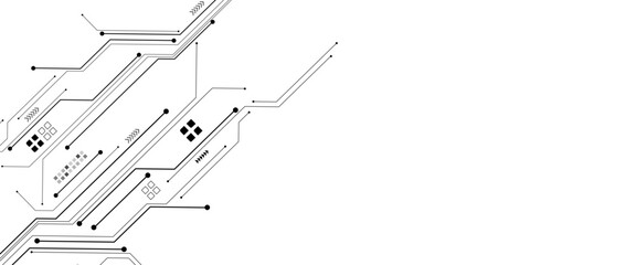 Vector abstract technology on a white background. Technology black circuit diagram.