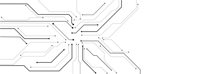 Vector Technology black circuit diagram concept. Abstract technology on white background. High-tech circuit board.