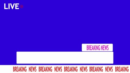 Live Breaking News Graphic With Blue Background And Repeating Red Text Keywords: live, breaking news, television, broadcast, graphic, overlay, text, information, announcement, urgent, alert