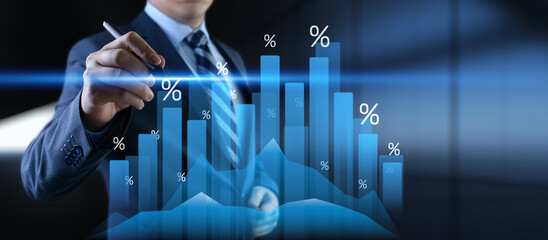 Financial Growth Strategy and Data Visualization with Interactive Graphs and Percentages in Business Analysis.