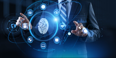 Biometric Security Access and Digital Identity Interface on Virtual Screen.