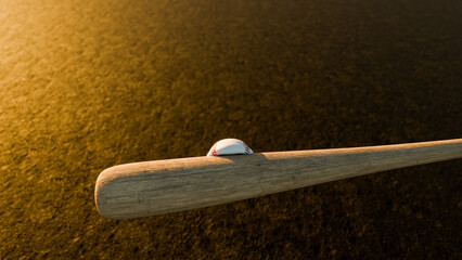 野球バットで打つ瞬間の変形したボール
