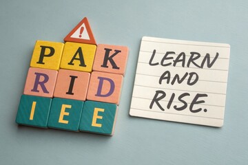 Wooden Blocks Forming a Triangle with Learning Concept