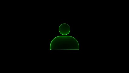 Neon Green Human Icon Silhouette Glowing on Black Background person user