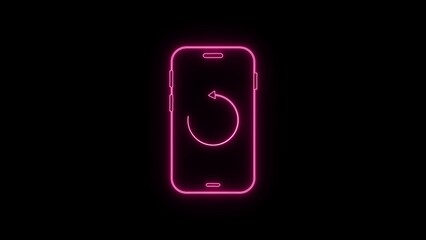 Pink Neon Outline of a Smartphone with a Circular Arrow Icon mobile device © Honest_boy