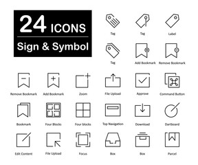 These are 24 beautiful small, pixel perfect electronics sign and symbol vector icons.