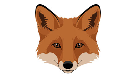 A stylized illustration of a fox's head, facing forward, with detailed fur and features