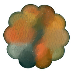 Watercolor Scalloped Circle Shape Illustration