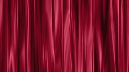 Rich Red Velvet Fabric Draped Curtains with Vertical Folds and Soft Lighting background backdrop