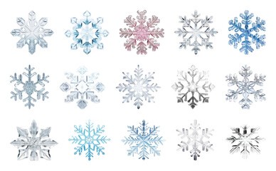 PNG Intricate snowflake designs collection, element set on transparent background