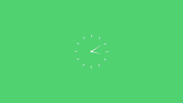 Simple white clock with hour markers on a solid green background time minimalist - Powered by Adobe