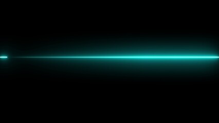 Thin Cyan Neon Line Extending Horizontally Against a Deep Black Void abstract background