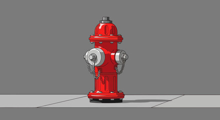 A vibrant red fire hydrant illustration on a grey background, casting a shadow