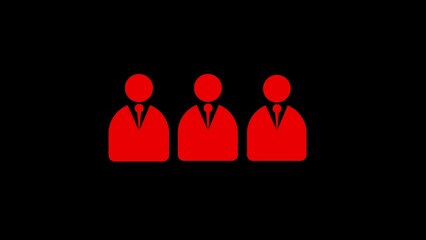 Three Red Silhouettes of Businessmen in Suits with Ties on Black Background people group