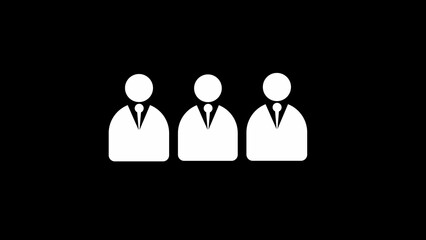 Three White Silhouettes of Businessmen in Suits with Ties on Black Background people group