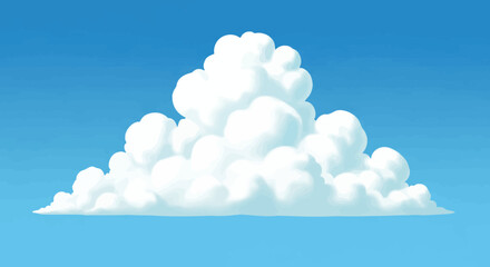 A pixelated cloud cluster floats against a bright blue sky, conveying serenity and the weather