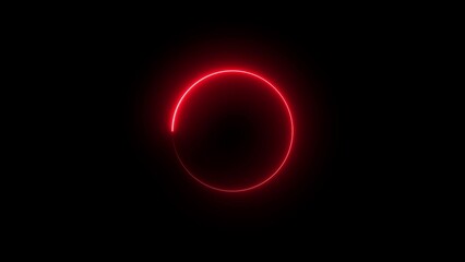 Vibrant Red Neon Circle Loading Indicator on Black Background abstract animation