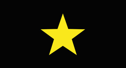 Obraz premium A bright yellow star dominates a black background. Its five points are sharp, contrasting the dark space