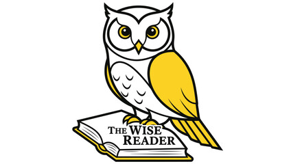 A cartoon owl with yellow and white body sits on a book labeled 
