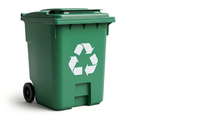 Trash Bin with Recycle Symbol Isolated on White Background
