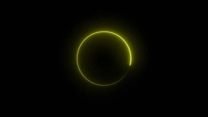Yellow Neon Circle Loading Indicator on Black Background abstract animation