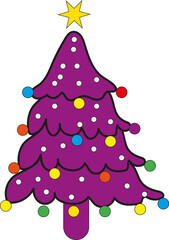 Festive Christmas Tree with Stars and Balls