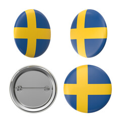 Fototapeta premium Swedish flag button badges in different views