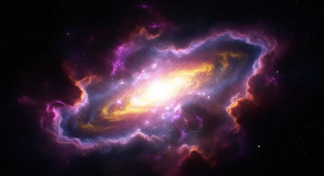 Vibrant Spiral Galaxy With Colorful Nebula And Starfield Background