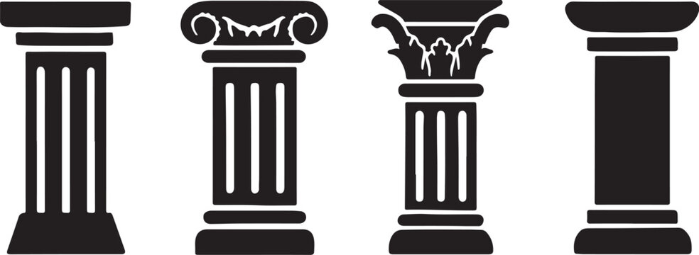 PrintFour silhouettes of classical architectural columns