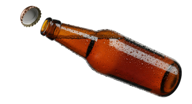 Amber Glass Beer Bottle with Cap Removed brown